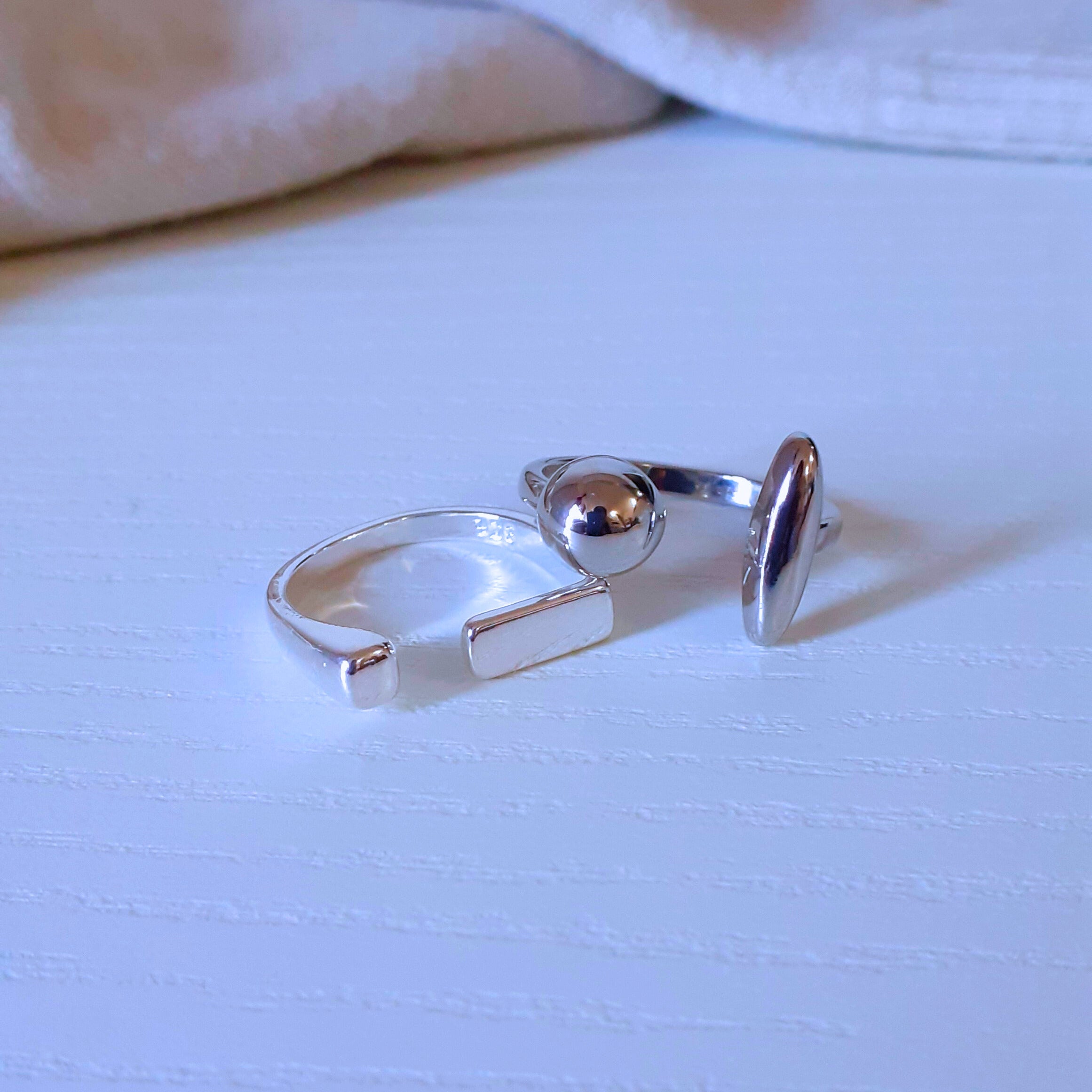 Shining Box - 4 bagues en argent ajustables