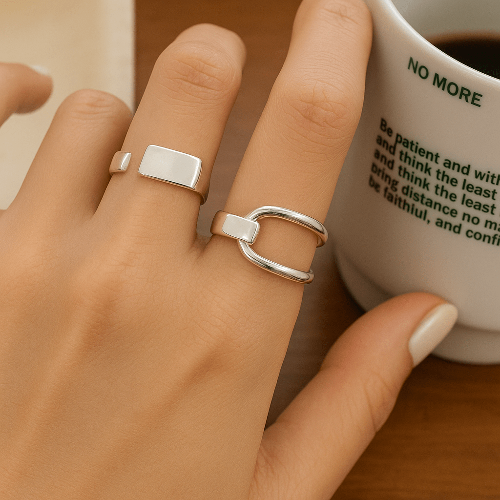 Shining Box - 4 bagues en argent ajustables