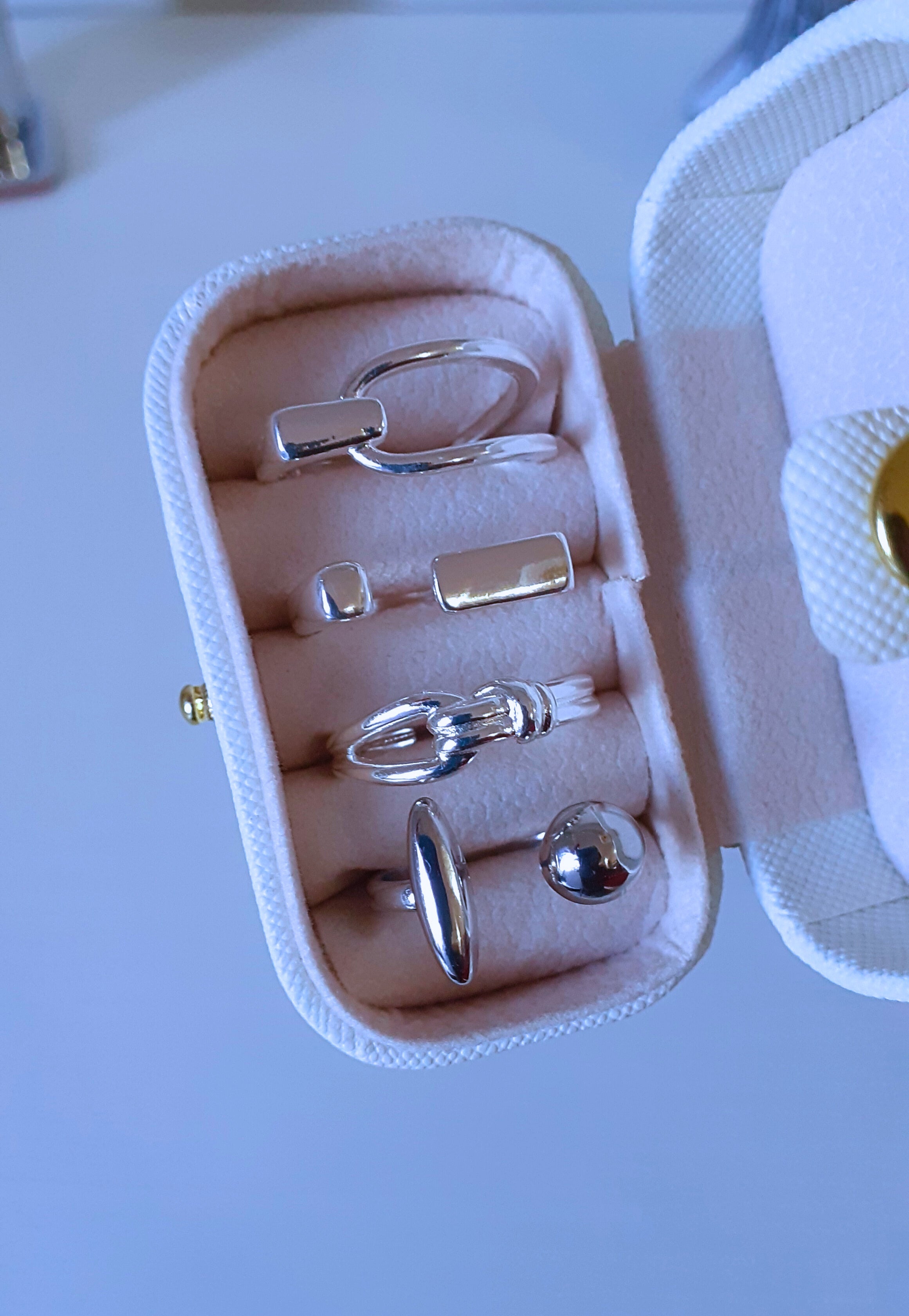 Shining Box - 4 bagues en argent ajustables